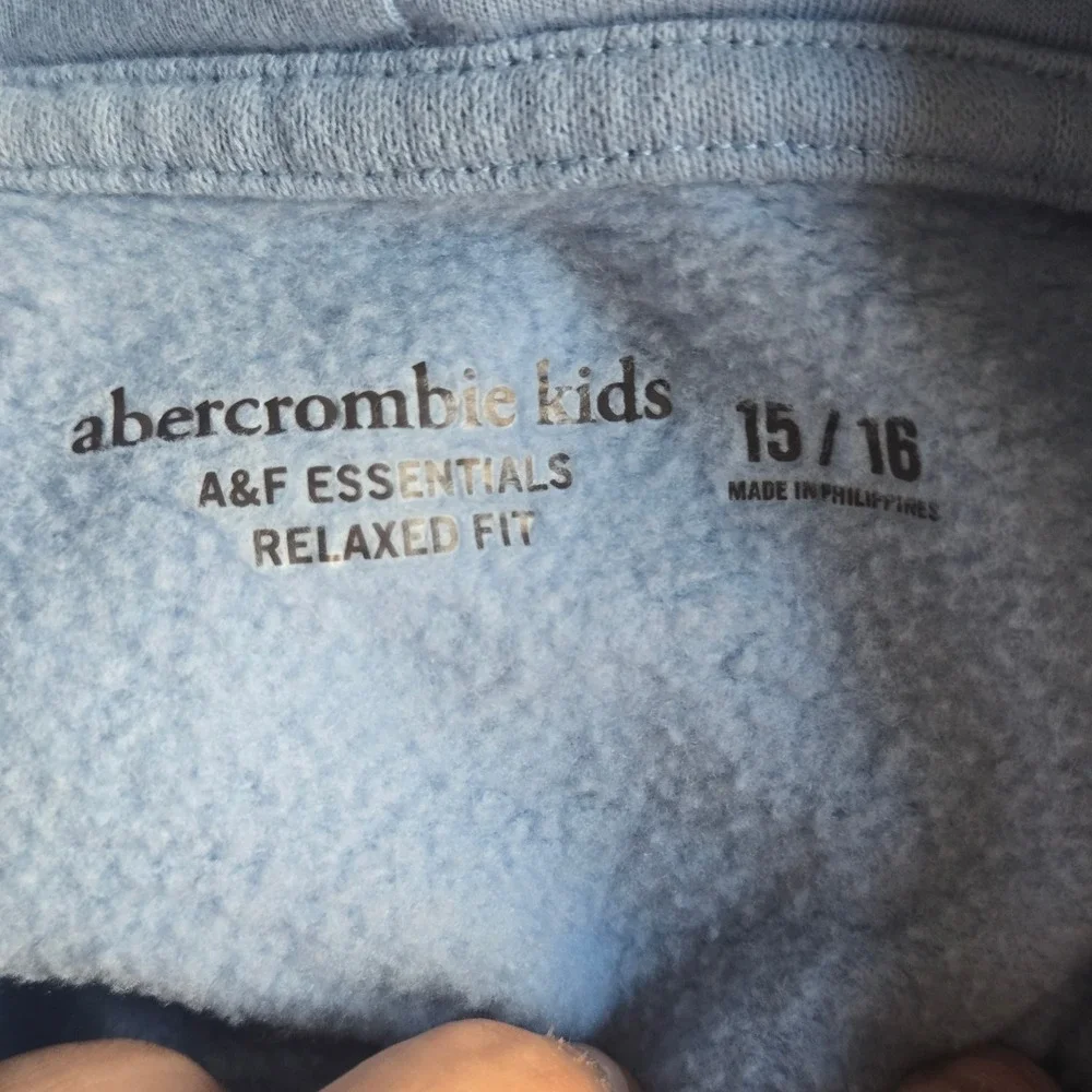Abercrombie Kids A&F Essentials Relaxed Fit Hoodie Light Blue Size 15/16